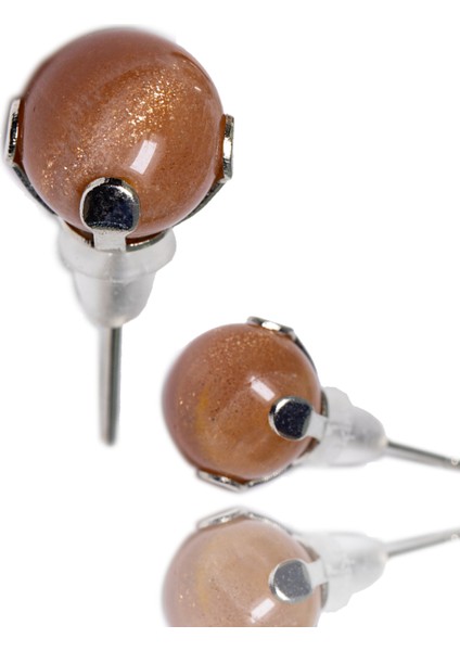 Sertifikalı Doğal Güneş Taşı Nokta Doğal Taş Küpe