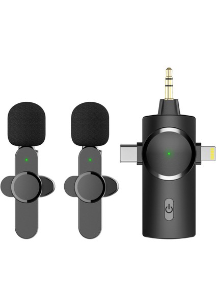 Gn-02 Profesyonel Kablosuz 2 Adet Mikrofon 3 Port 3.5mm Aux iPhone Type-C