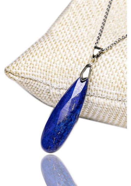 Sertifikalı Fasetli Aaa Kalite Doğal Lapis Lazuli Taşı Kolye (Gümüş Aparatlı)