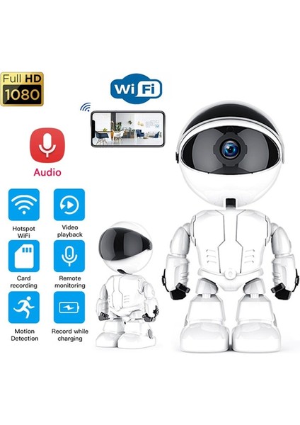 1080P Robot Görünümlü Bebek Bakıcı Wifi Ip Güvenlik Kamerası Kablosuz Gece Görüşlü