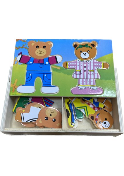 Eğitici Ahşap Oyuncak 2'li Ayı Ailesi Ahşap Kıyafet Giydirme Oyunu fiyatları
