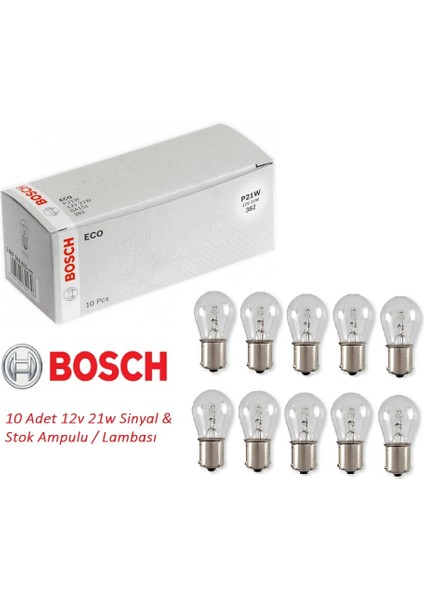 12 Volt 21 Watt Sinyal Stop Ampulu Lambası 93 Tek Duy Ampul Takımı 10 Adet