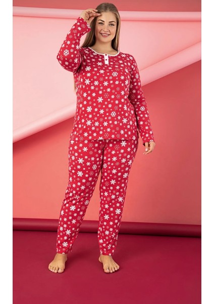Kadın Büyük Beden Pijama Takımı Düğmeli 3035 4175280828