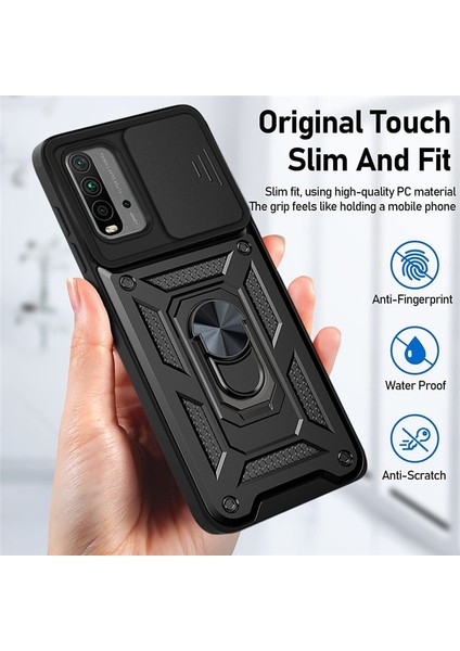 Xiaomi Redmi 9t Kılıf Lens Sürgülü Yüzüklü Tank Silikon Pars modelleri