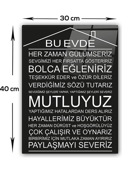 Cam Tablo | Bu Ev - Siyah Fon |