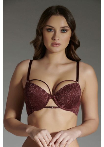 Destekli Push Up Sütyen C13023 Bordo