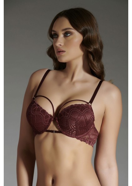 Destekli Push Up Sütyen C13023 Bordo