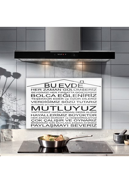 Cam Ocak Arkası Koruyucu | Bu Ev - Beyaz Fon