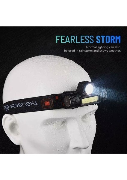 Kafa Lambası Cob + Xpe LED Şarjlı Dahili Pil Mıknatıslı 2 Modlu