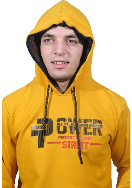 Erkek Power Sarı Kapüşonlu Sweatshirt -205