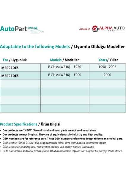 Mercedes E Class W210 Için Yakıt Hortumu