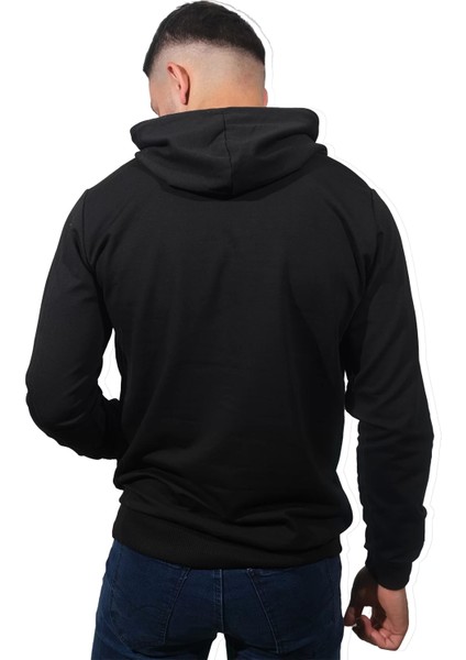 Erkek Power Siyah Kapüşonlu SWEATSHIRT-202
