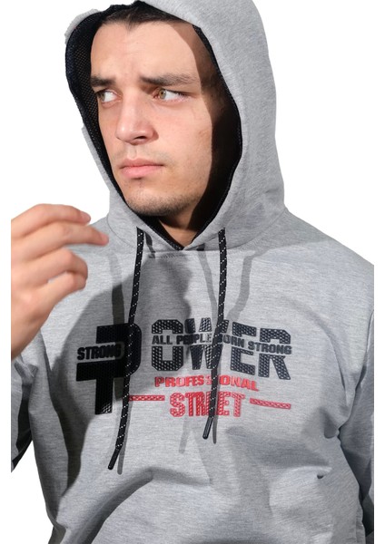 Erkek Power Gri Kapüşonlu Sweatshirt -203 fiyatları