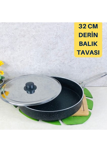 Granit Derin Balık Tavası Gözleme Tava 32 cm