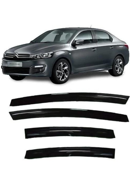 Citroen C Elysee 2012-2022 Uyumlu Mugen Cam Rüzgarlığı Seti Piano Black 4 lü Ithal