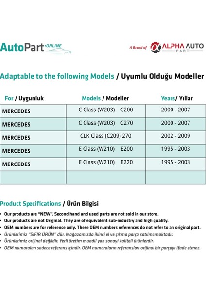 Mercedes C Class W203 Için Yakıt Hortumu