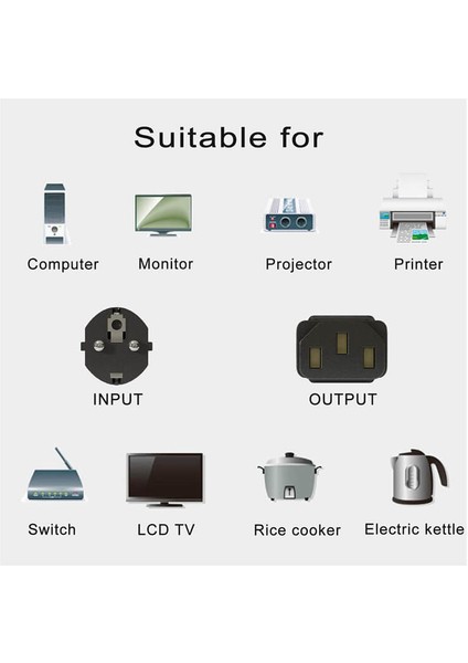 C13 Power Kablo Kasa Monitör Ekran Power Güç Kablosu - Kısa Standart Power Kablosu - 1 mt