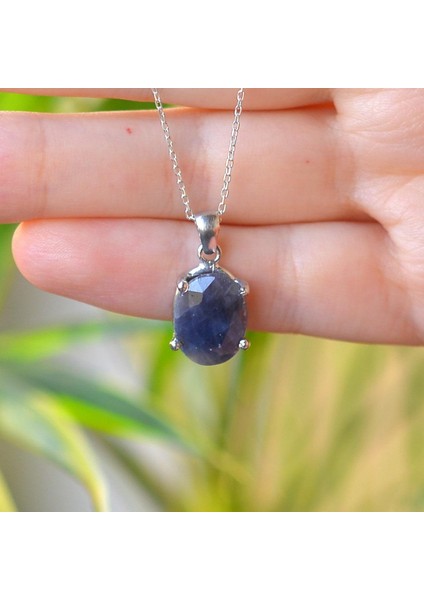 Safir Taşı Gümüş Kolye