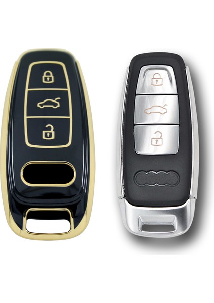 Audı A8 2018+ Smart Siyah Oto Anahtar Kumanda Kabı Kılıf Oto Anahtarlık