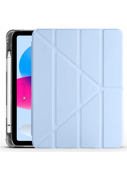 Apple İpad 10. Nesil 10.9 2022 Kılıf Smart Uyku Modlu Kalem Bölmeli Silikon Trifold Standlı