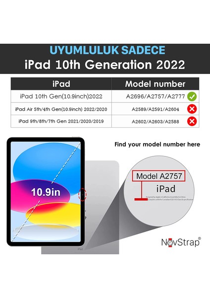 Apple İpad 10. Nesil 10.9 2022 Kılıf Smart Uyku Modlu Kalem Bölmeli Silikon Trifold Standlı