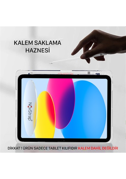 Apple İpad 10. Nesil 10.9 2022 Kılıf Smart Uyku Modlu Kalem Bölmeli Silikon Trifold Standlı