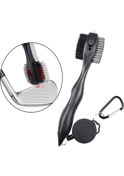 Golf Club Fırça Groove Carabiner Dış Mekan Egzersiz Temizlik Aracı ile Siyah (Yurt Dışından) modelleri