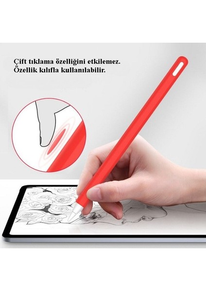 Apple Pencil 2. Nesil Kılıf Silikon Yumuşak Tam Koruma Kılıfı Kalem Fonksiyonları ile Kullanılabilir