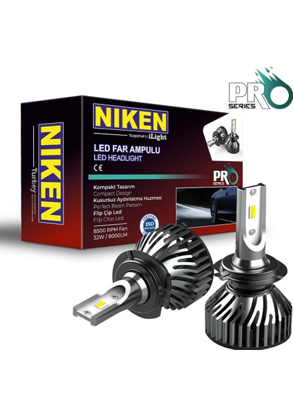 H7 led xenon far aydınlatma seti şimşek etkili niken pro 6400lm