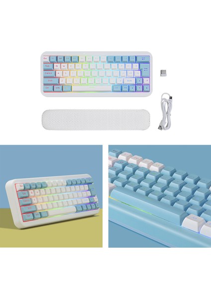 Magideal Rgb Kablosuz Mekanik Klavye Kiti 63 Kez USB Abs El Yedi Beyaz(Yurt Dışından)