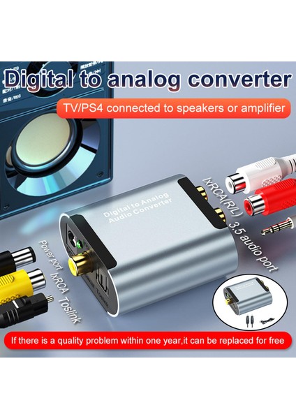 Dac Dijital Koaksiyel - Analog Audio Stereo Dönüştürücü Optik Kablo ile Kolay Kurulum