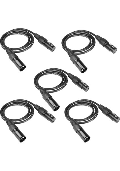 5 Paket Mikrofon Kablosu (Mıc Kablosu / Xlr Ila Xlr Kablosu) 0.6m(Yurt Dışından)