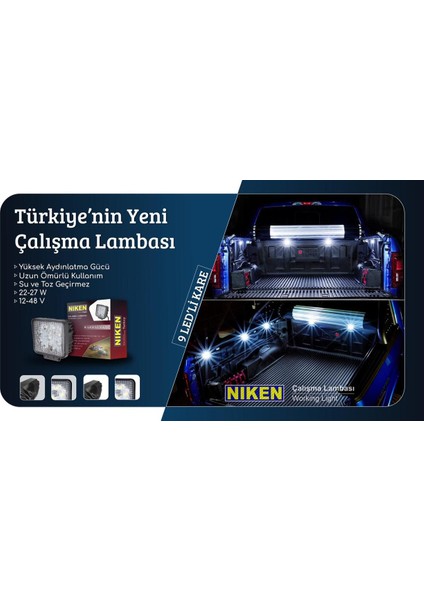 Çalışma Lambası Ledli Kare 22-27W 9 Ledli Niken modelleri