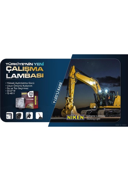 Çalışma Lambası Ledli Kare 22-27W 9 Ledli Niken fırsatları