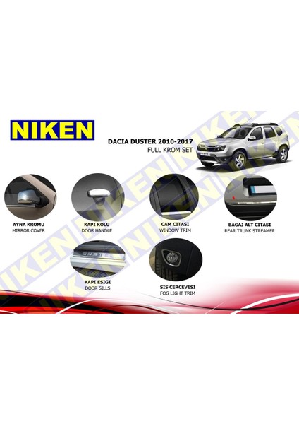 Dacia duster krom nikelaj kaplama seti komple 2010 / 2017