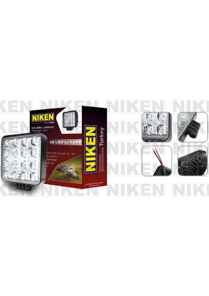 Çalışma lambası ledli kare 22-27w 16 ledli niken