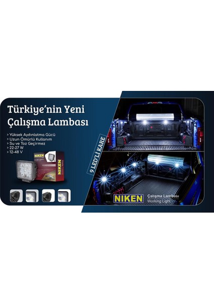 Çalışma lambası ledli kare 22-27w 16 ledli niken