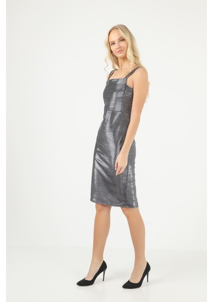 Ip Askı Düz Yaka Midi Boy Kalem Elbise fiyatları