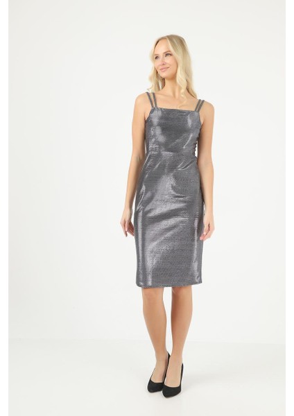 Ip Askı Düz Yaka Midi Boy Kalem Elbise modelleri