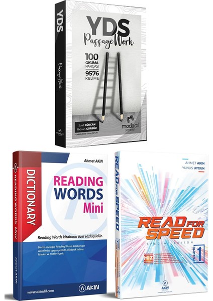 YDS Passage Work Kelime-Okuma + Read For Speed 1 + Reading Words Mini