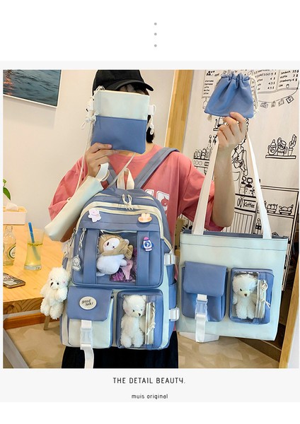 Lise Ortaokul Öğrenci Sırt Çantası Beş Parçalı Set (Yurt Dışından) fiyatları