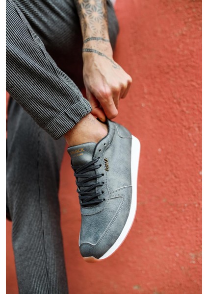Günlük Gri Deri Erkek Sneakers modelleri