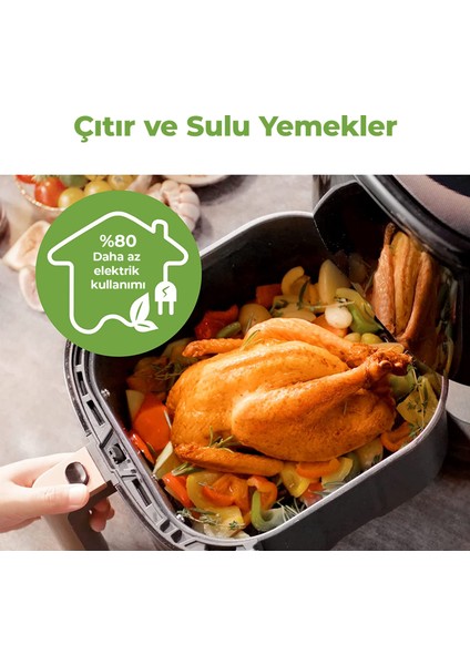 P7000 7 Litre Xxl 8 Ön Ayar Programlı 1700W Yağsız Sıcak Hava Fritözü Airfryer