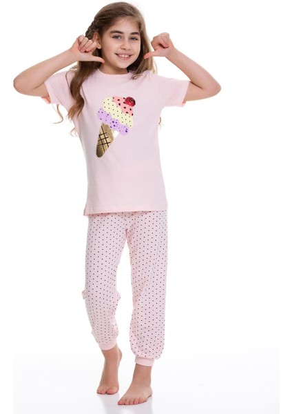 Kısa Kollu Dondurma Desenli Pijama Takımı 6-10 Yaş fiyatları