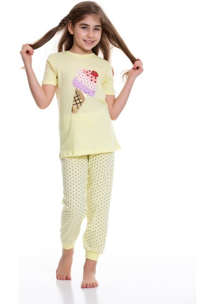 Kısa Kollu Dondurma Desenli Pijama Takımı 6-10 Yaş modelleri