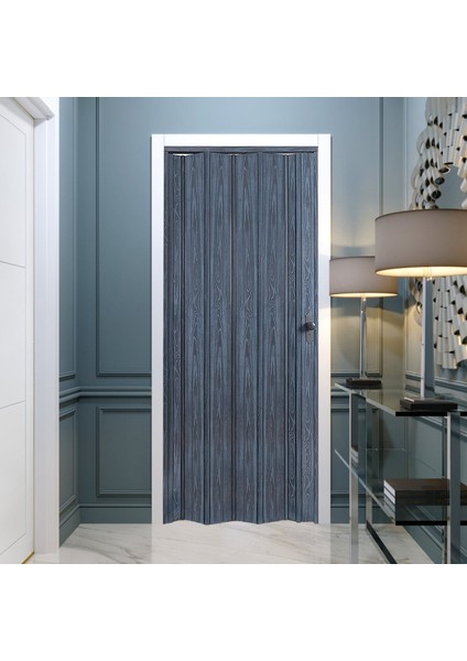 145 x 215 Antrasit Renk Camsız Pvc Akordiyon Katlanır Kapı - Frnakmodel-27