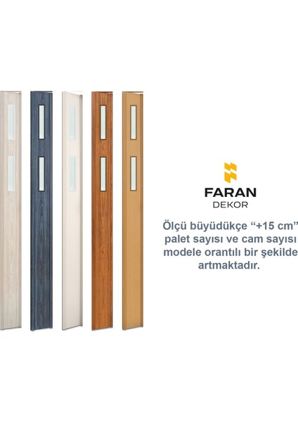 87 x 215 Meşe Renk Camlı Pvc Akordiyon Katlanır Kapı - Frnakmodel-44