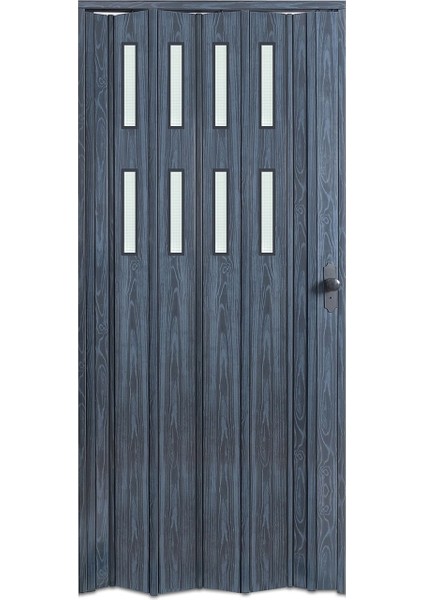 130 x 215 Antrasit Renk Camlı Pvc Akordiyon Katlanır Kapı - Frnakmodel-57