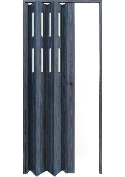 130 x 215 Antrasit Renk Camlı Pvc Akordiyon Katlanır Kapı - Frnakmodel-57