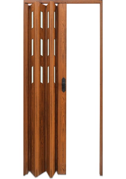 130 x 215 Ceviz Renk Camlı Pvc Akordiyon Katlanır Kapı - Frnakmodel-95 modelleri